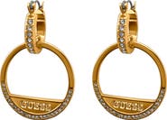 GUESS Crystal Stone Logo Hoop Earrings