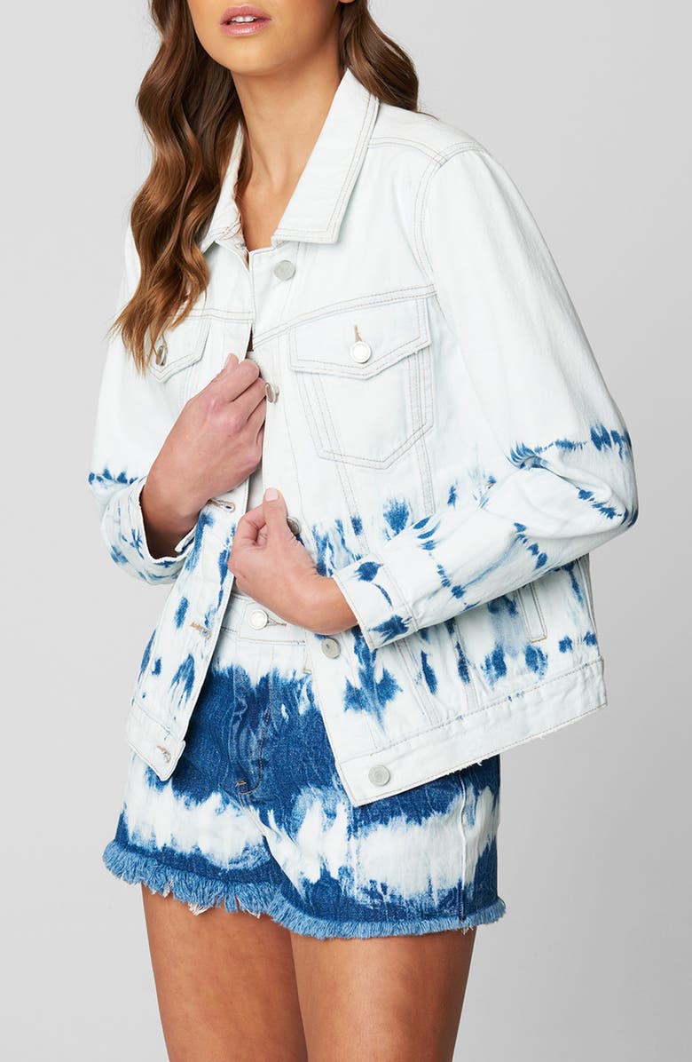 BLANKNYC Bleach Tie Dye Denim Trucker Jacket, Alternate, color, 