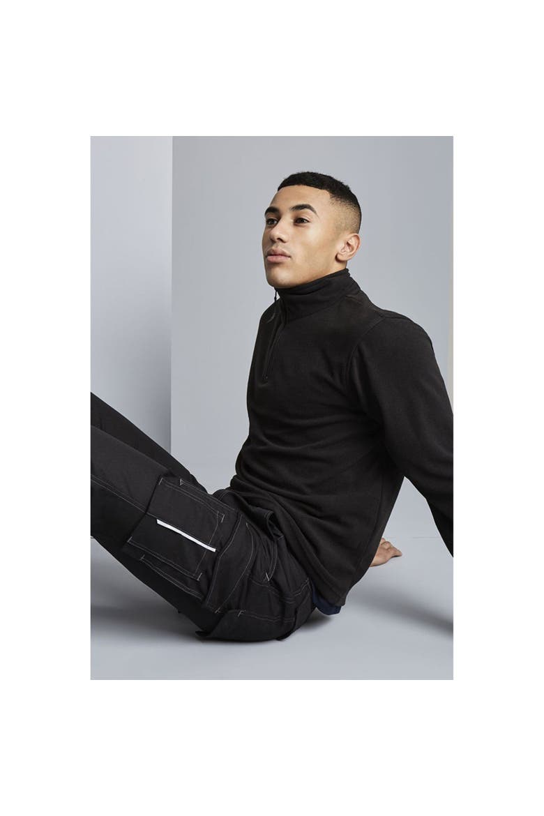 Micro Zip Neck Fleece Top, Alternate, color, Black