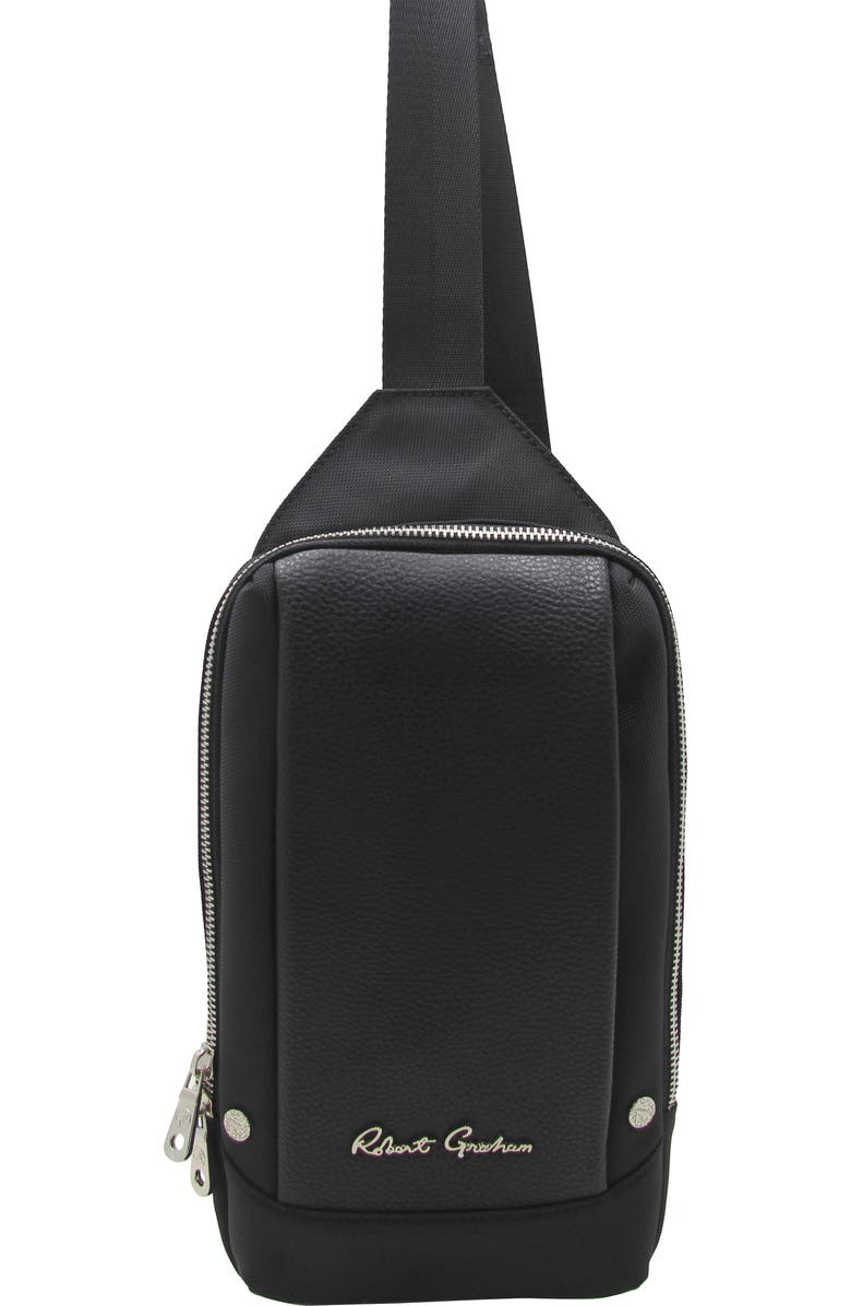 Robert Graham Cole Canvas Sling Bag, Main, color, Black