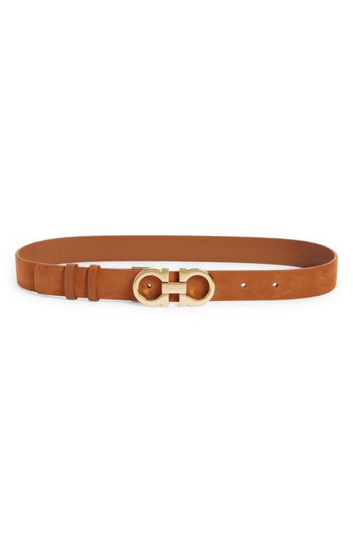 Ferragamo Gancini Reversible Belt Adjustable Length In Brown