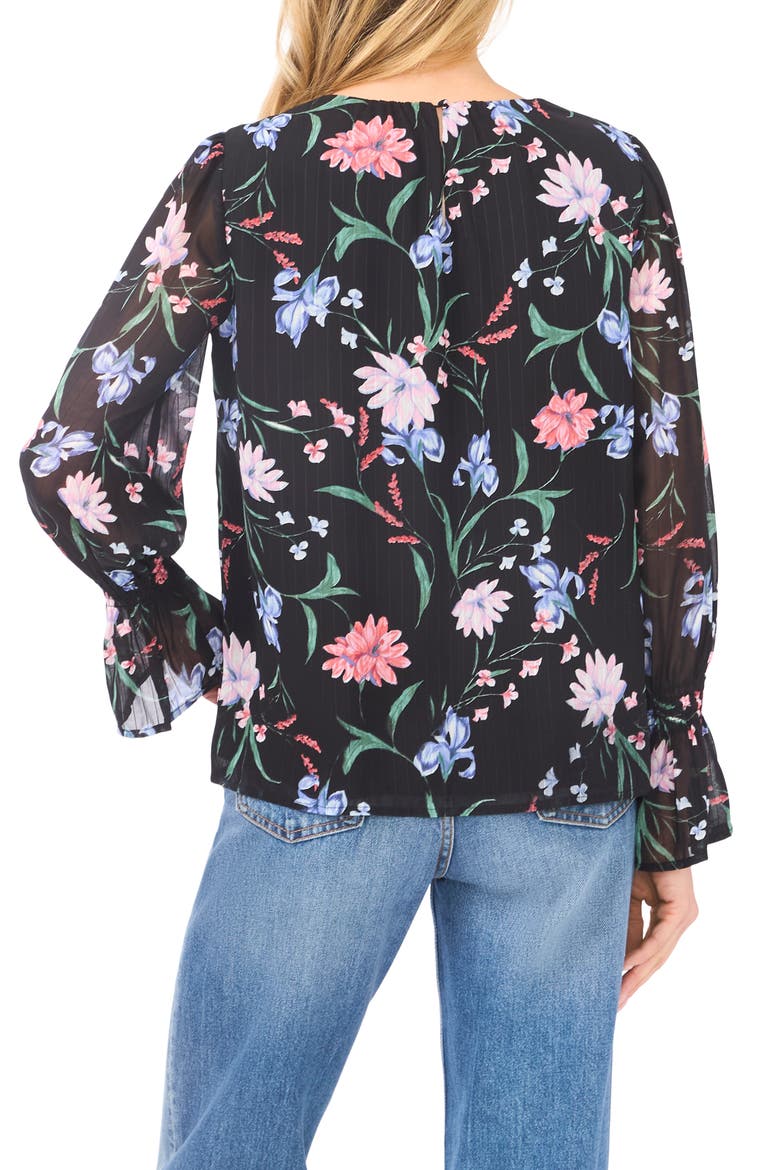 Floral Stripe Top, Alternate, color, RICH BLACK