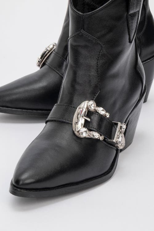 Forever & Always Shoes Any Leather Buckle Boot In Black
