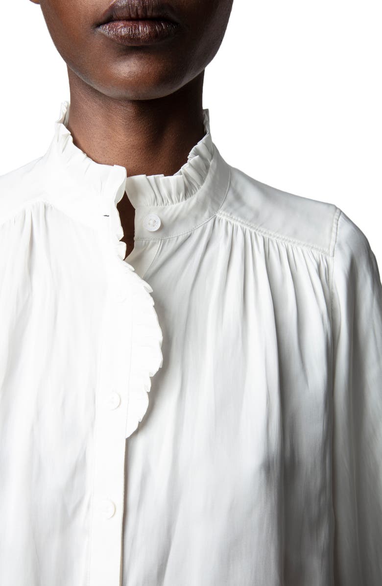 Zadig & Voltaire Taro Ruffle Satin Blouse, Alternate, color, Judo