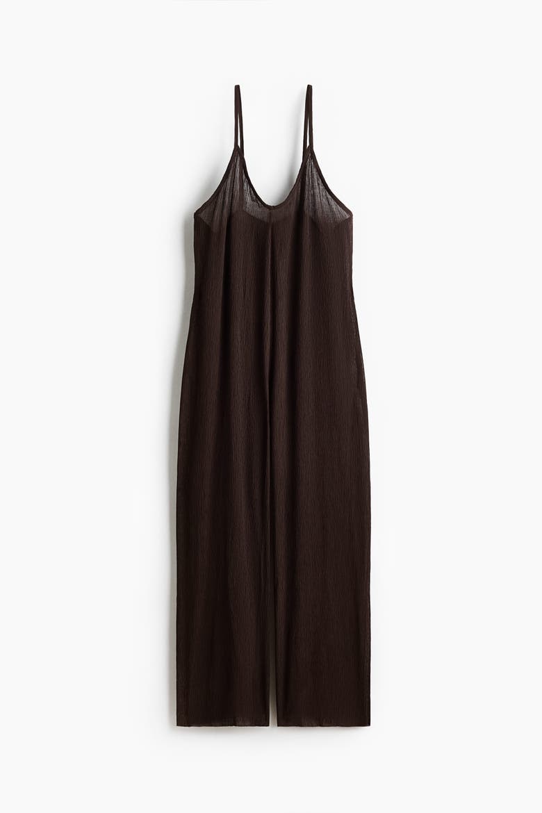 Crinkled Jumpsuit, Alternate, color, Dark brown