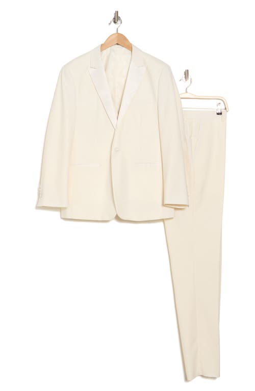 Gino Vitale Slim Fit Satin Peak Lapel 3-piece Tuxedo In Ivory