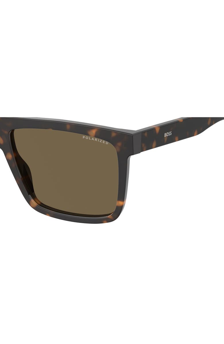BOSS 59mm Polarized Square Sunglasses, Alternate, color, Havana