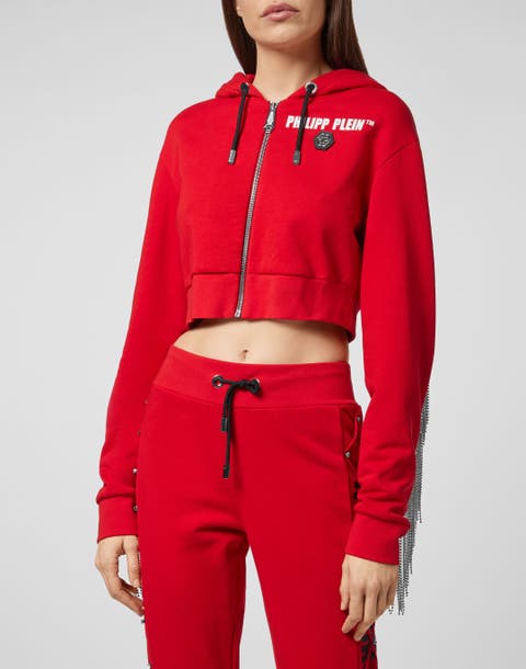 Hoodie Sweatjacket Crystal Fringe Women