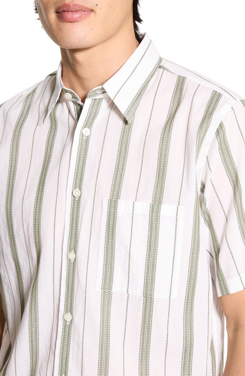 Theory Noll Summer Dobby Short Sleeve Button-Up Shirt, Alternate, color, Ivory/ Orchard