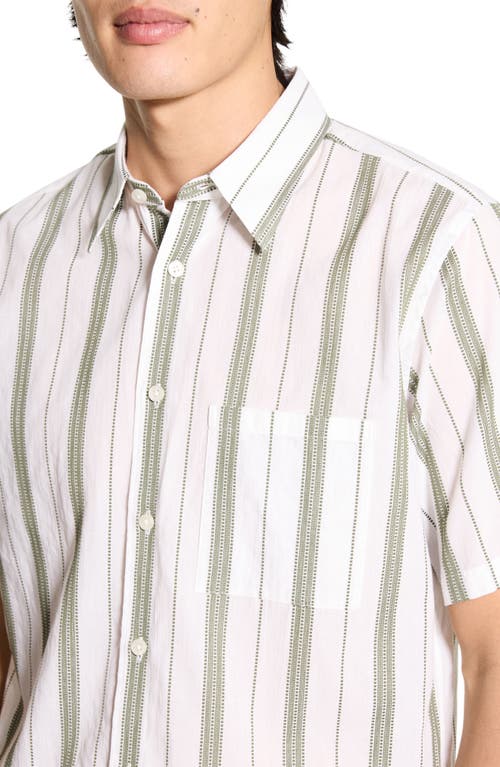Theory Noll Summer Dobby Short Sleeve Button-up Shirt In White