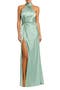 Open Back High Neck Side Ruched Gown