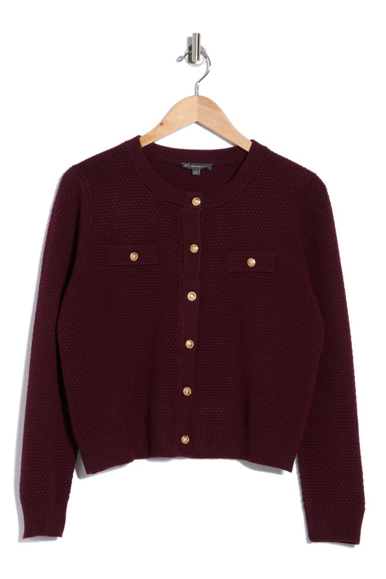 Textured Crop Cardigan, Alternate, color, BERRY