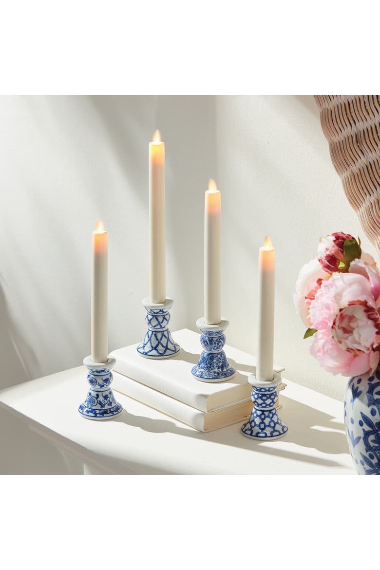Barclay Butera Dynasty Mini Taper Holders, Set of 4, Alternate, color, Blue