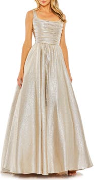 Mac Duggal Metallic Pleated Bodice Ballgown