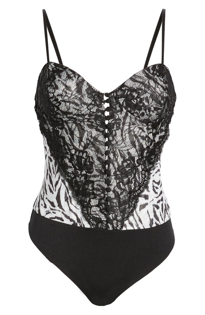 AFRM Mesh & Lace Sleeveless Thong Bodysuit, Alternate, color, 