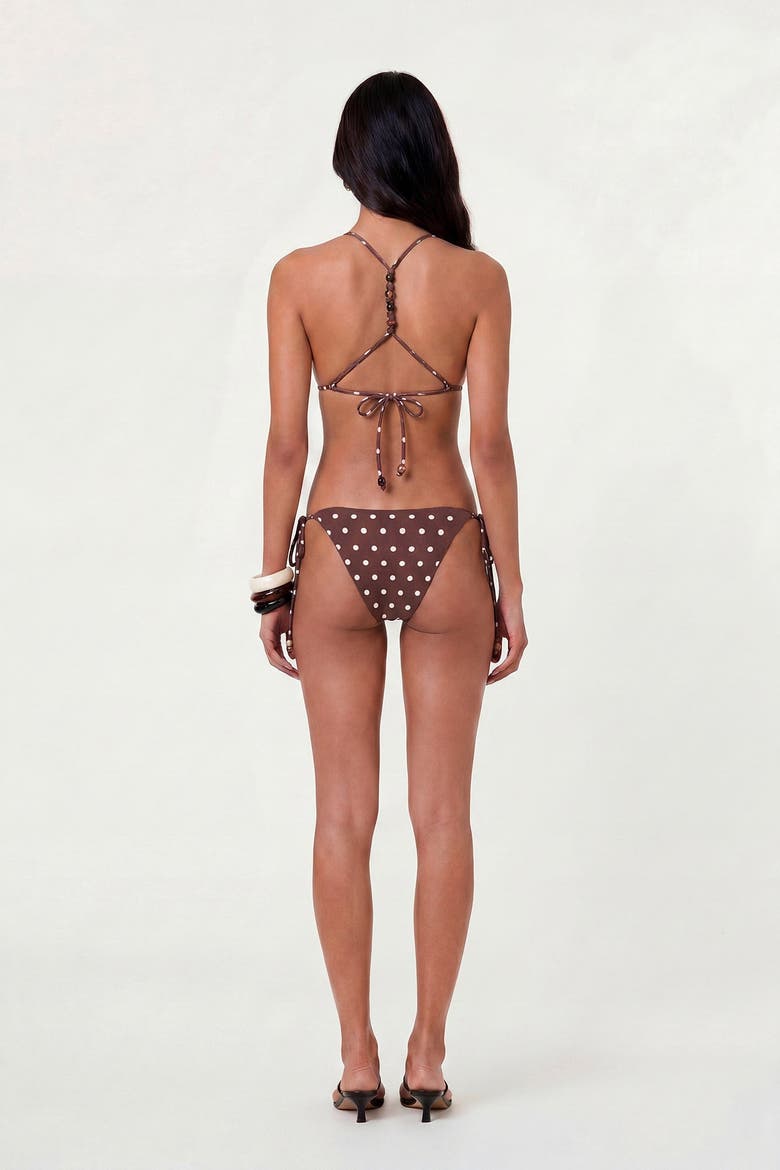 Rita Racerback Bikini Top, Alternate, color, Espresso / Ivory Polka Dot