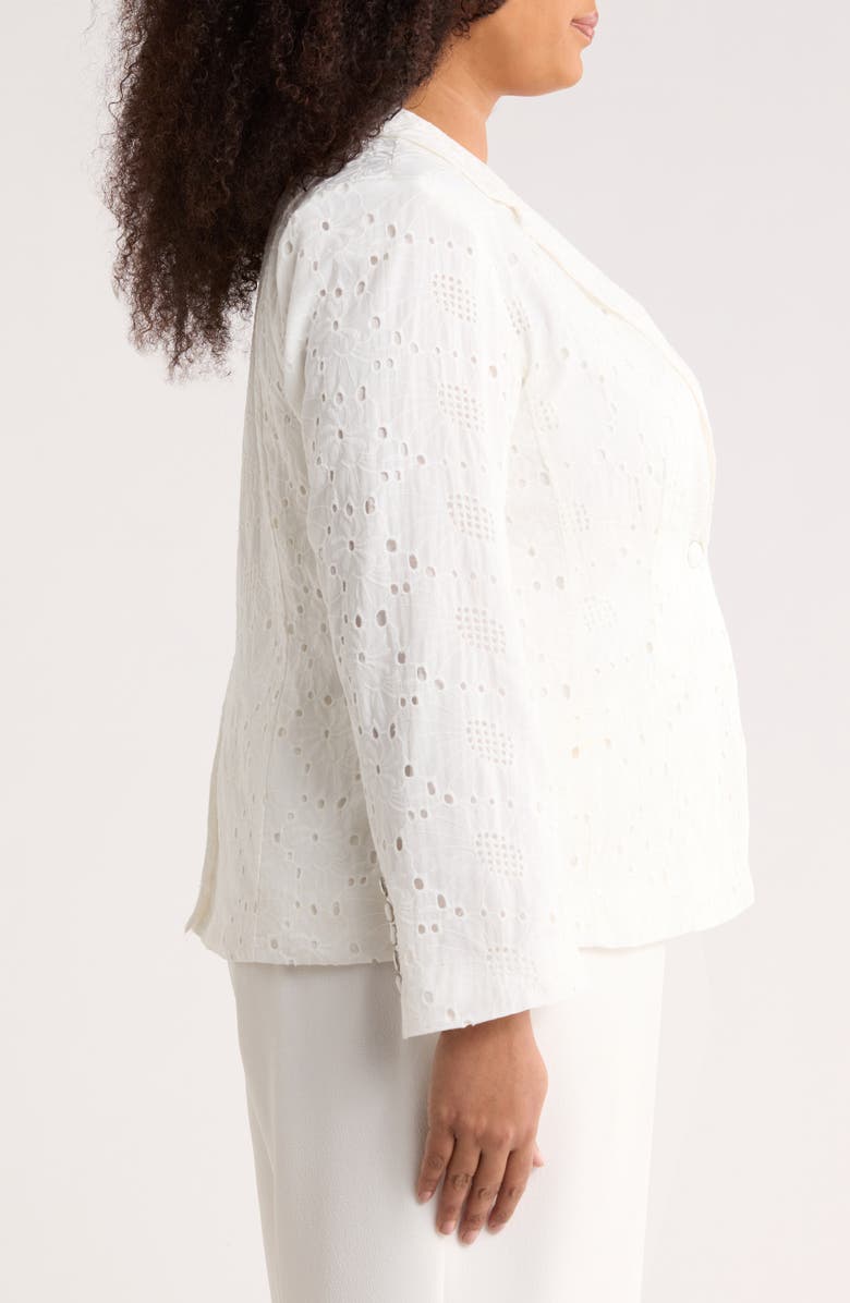 CeCe Eyelet Lace Blazer, Alternate, color, Ultra White