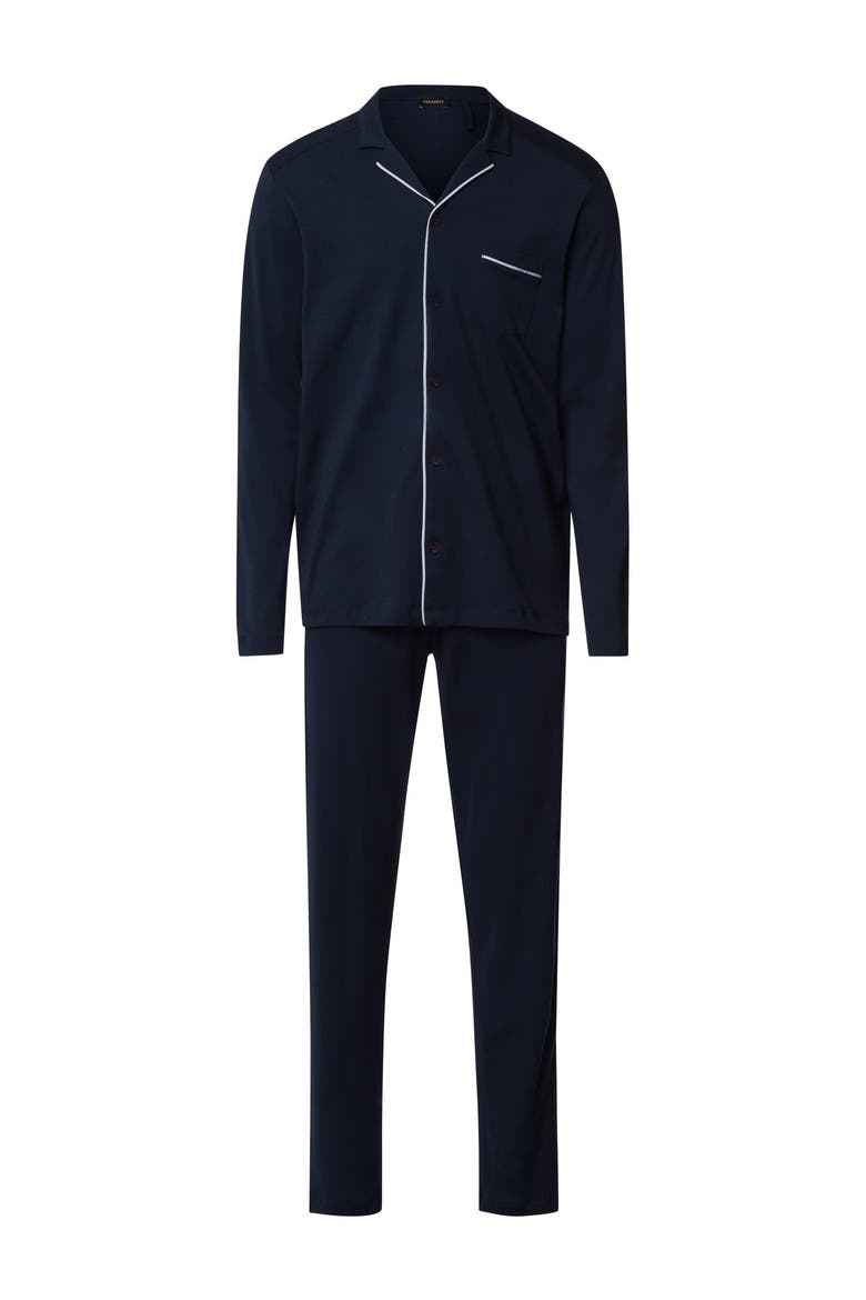 Night And Day Button Front Cotton Pajama Set, Main, color, Deep Navy