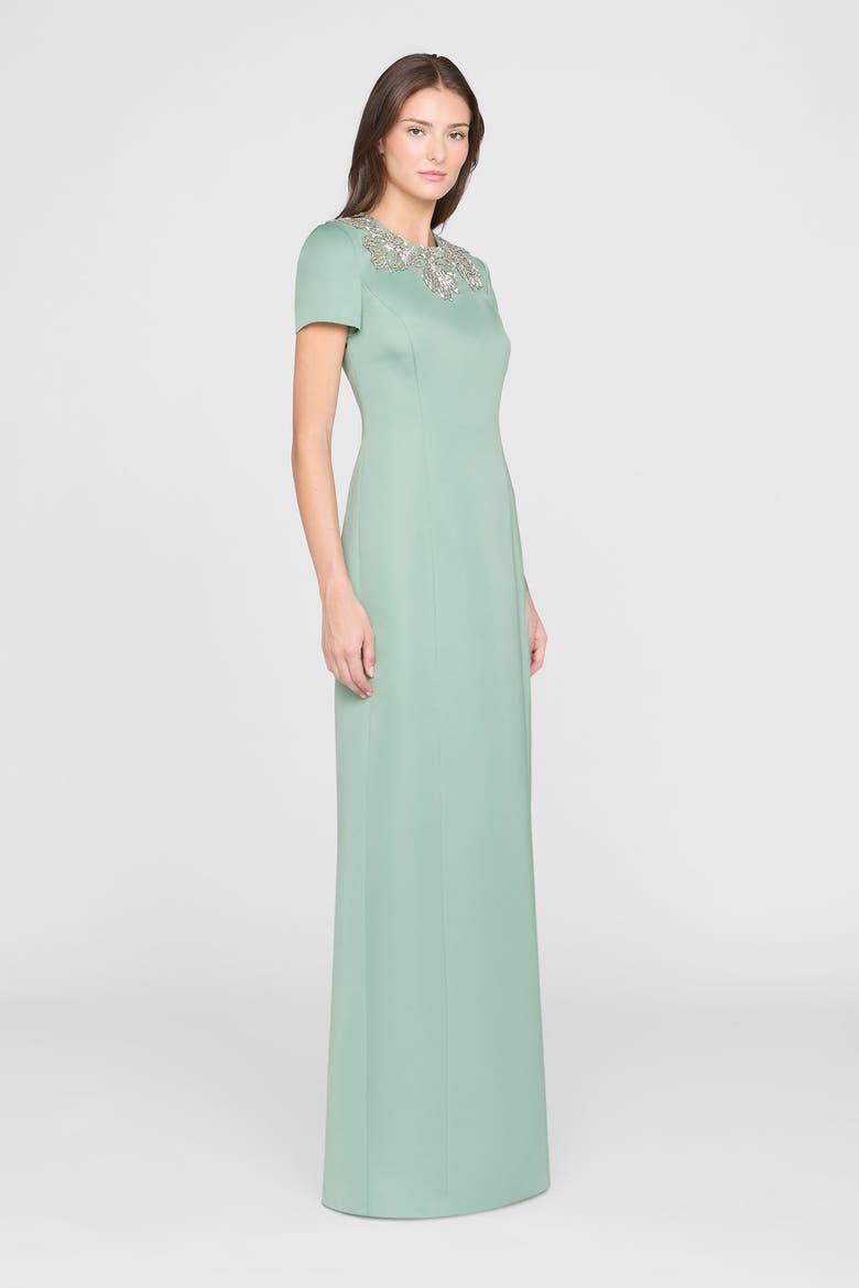Sorelia Floral Beaded Gown, Alternate, color, Whispering Sage
