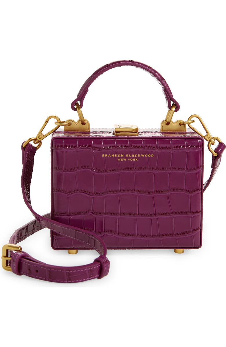 Brandon Blackwood Mini Kendrick Croc Embossed Leather Trunk Crossbody Bag, Main, color,