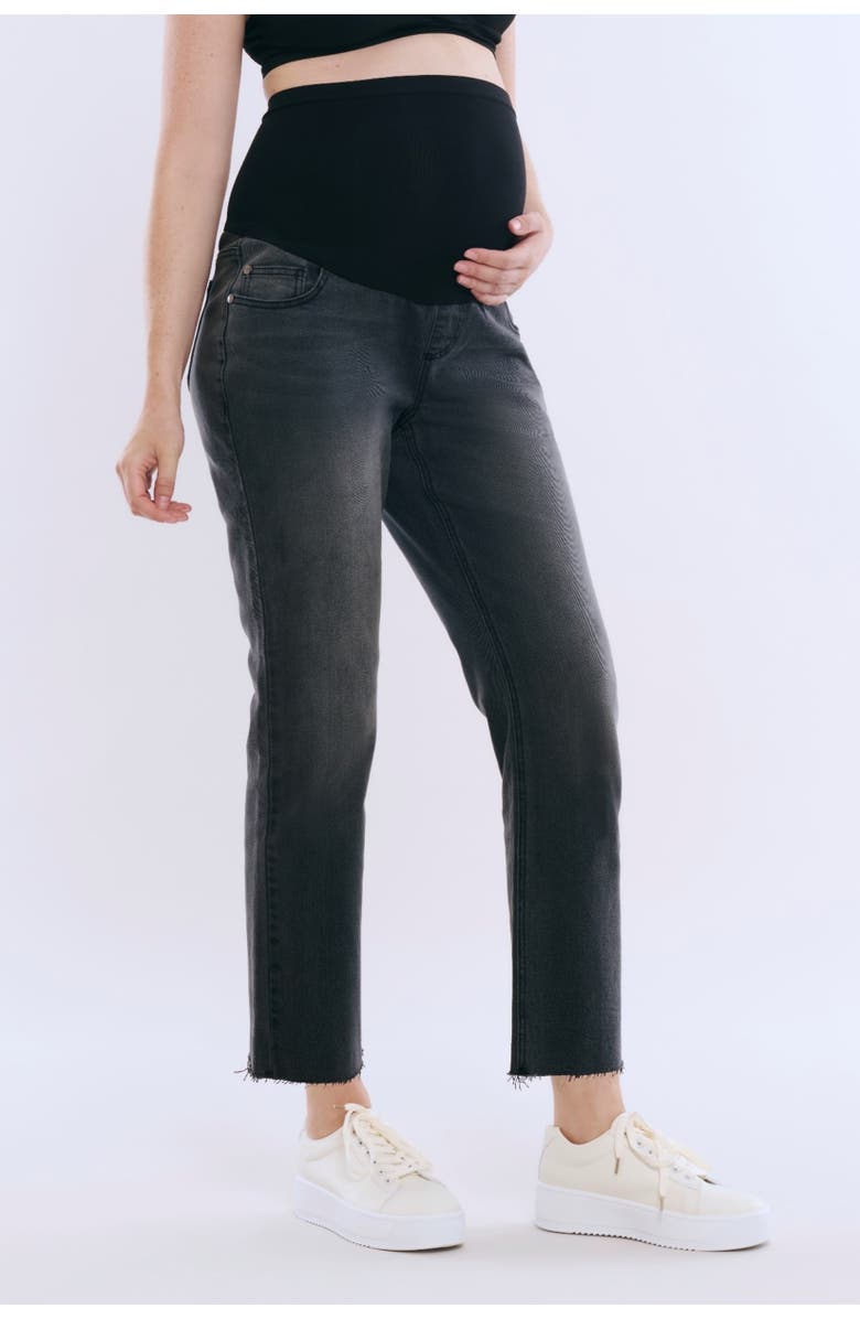 MOTHERHOOD MATERNITY Secret Fit Over the Belly Slim Straight Leg Jeans, Alternate, color, Black Stone Wash