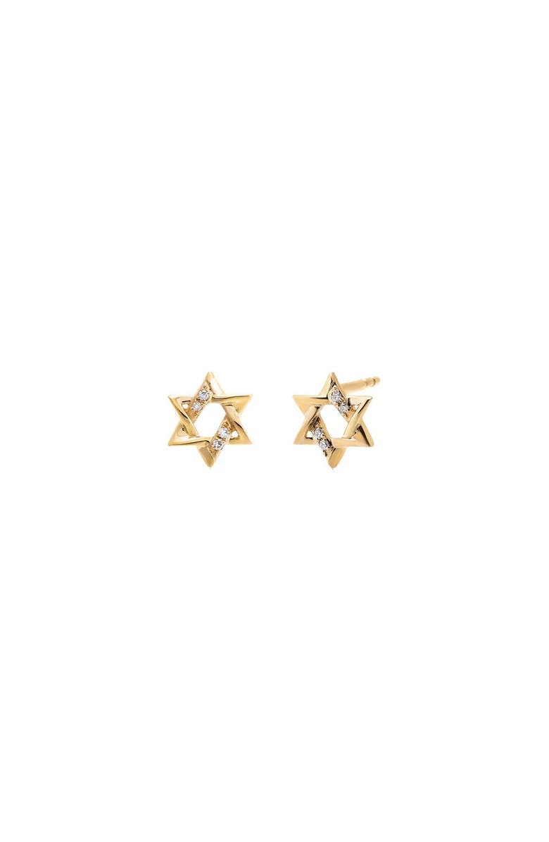 BY ADINA EDEN Diamond Pave/Solid Star Of David Stud Earring 14K, Main, color, 