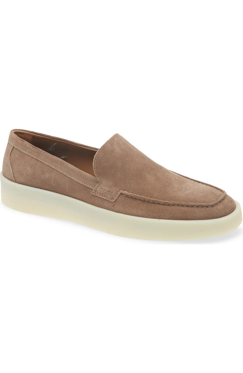 BOSS Clay Suede Loafer, Main, color, Medium Beige