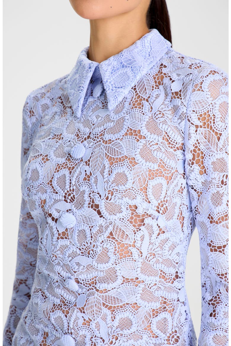 Lorna Floral Lace Long Sleeve Cocktail Minidress, Alternate, color, BLUE