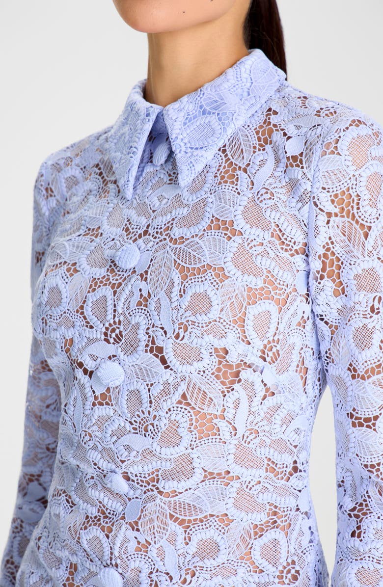 NADINE MERABI Lorna Floral Lace Long Sleeve Cocktail Minidress, Alternate, color, Blue