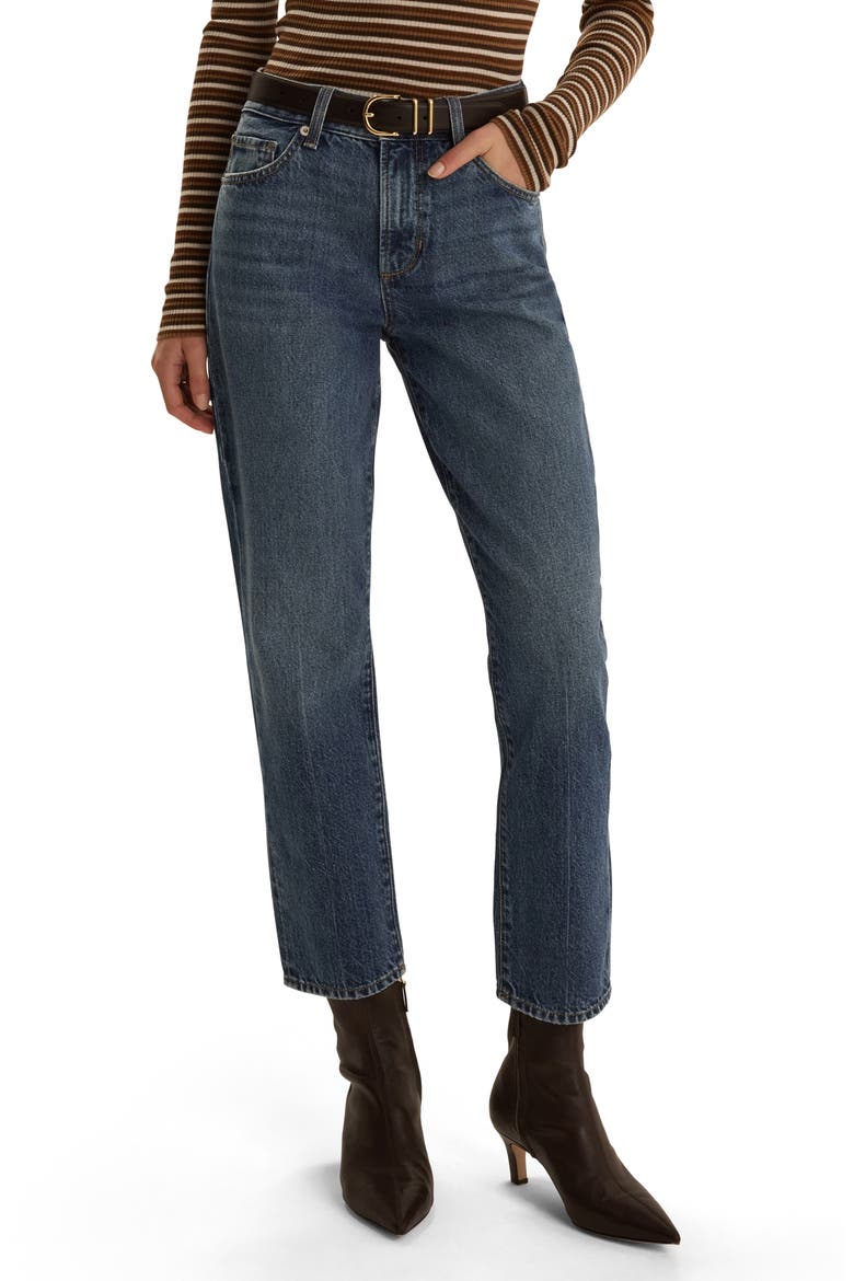 The Dot High Waist Ankle Straight Leg Jeans, Main, color, VINTAGE CAMPBELL