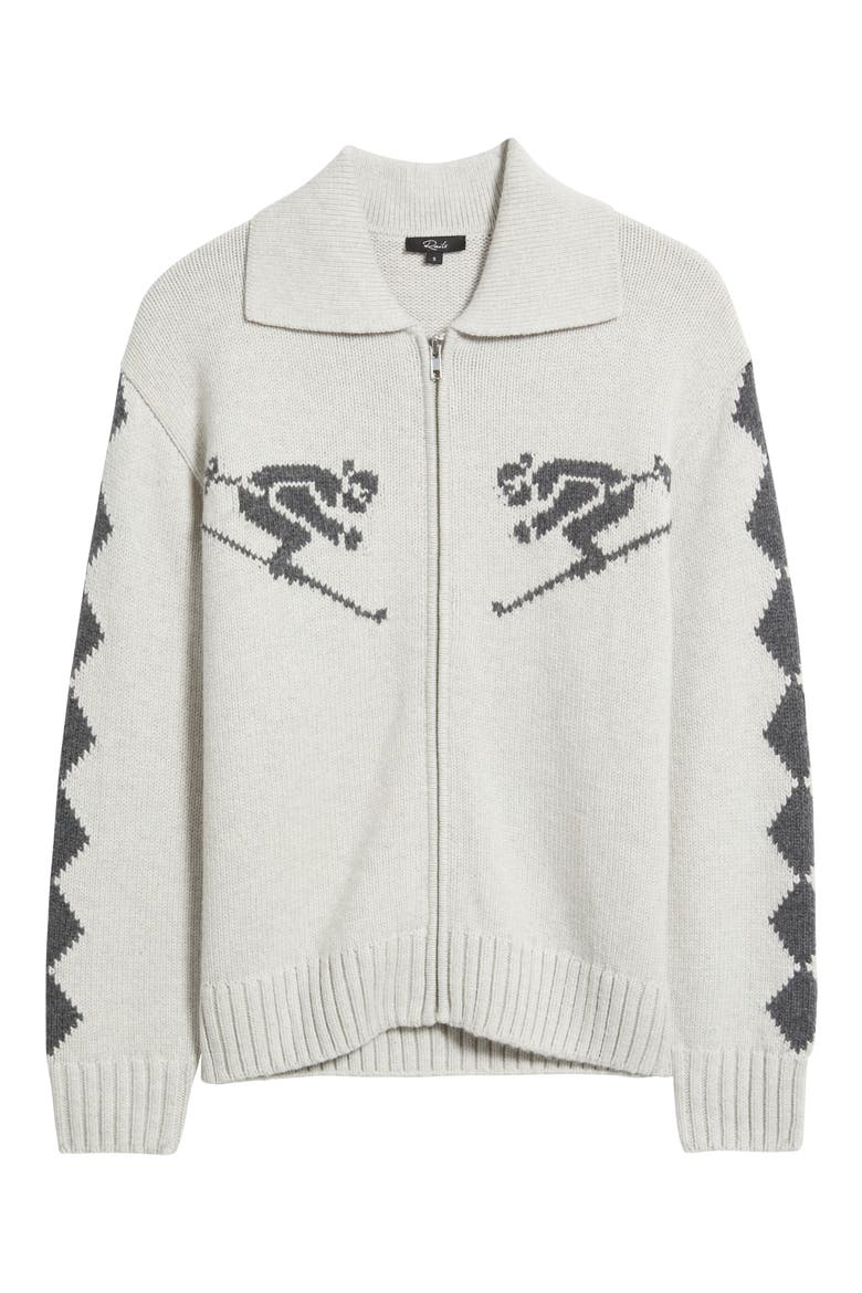 Rhea Ski Graphic Cardigan, Alternate, color, POWDER GREY