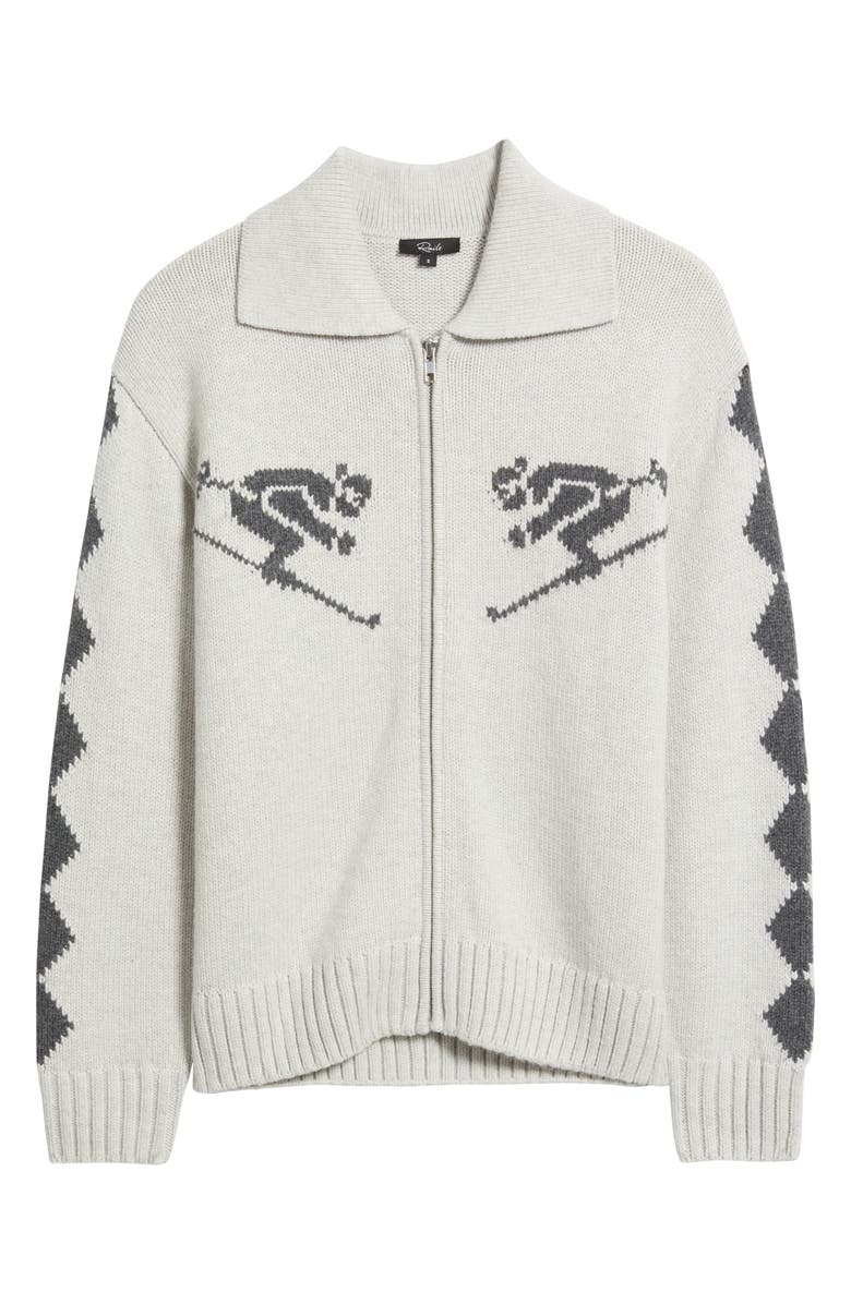 Rails Rhea Ski Graphic Cardigan, Alternate, color, Powder Grey