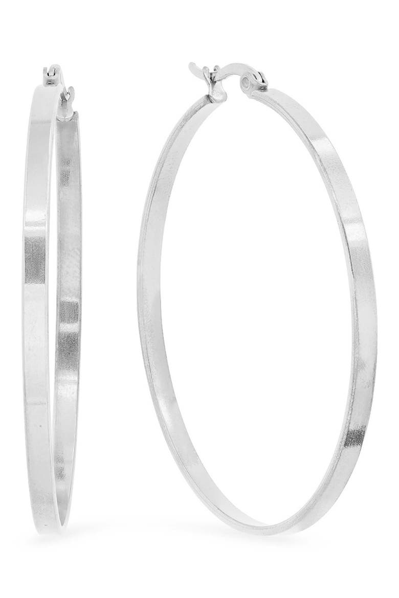 Stainless Steel Hoop Earrings, Main, color, SILVER