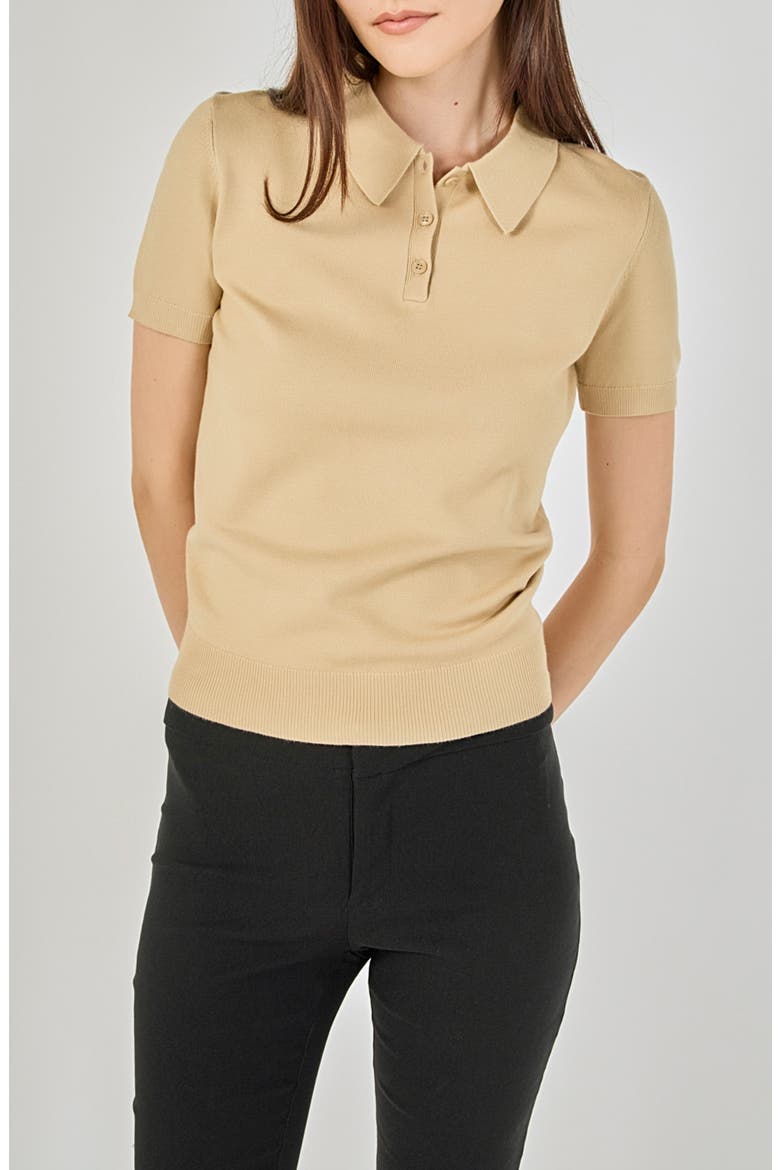 Polo Sweater, Main, color, TAN