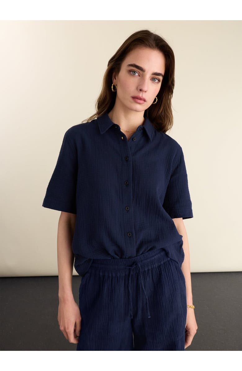 Baukjen Mahalia Relaxed Cheesecloth Shirt, Alternate, color, Deep Indigo