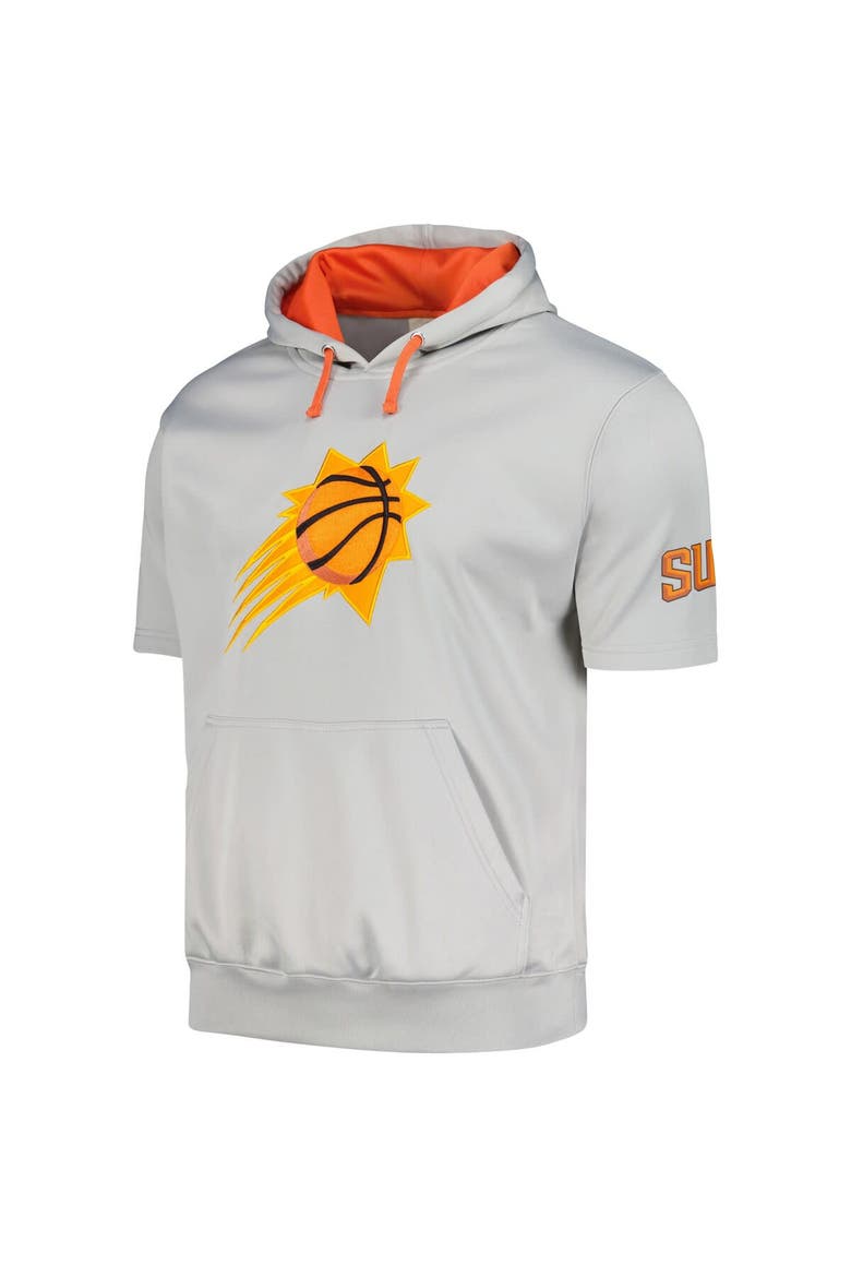 Men's Fanatics Branded Silver/Orange Phoenix Suns Short Sleeve Pullover Hoodie, Alternate, color, Silver