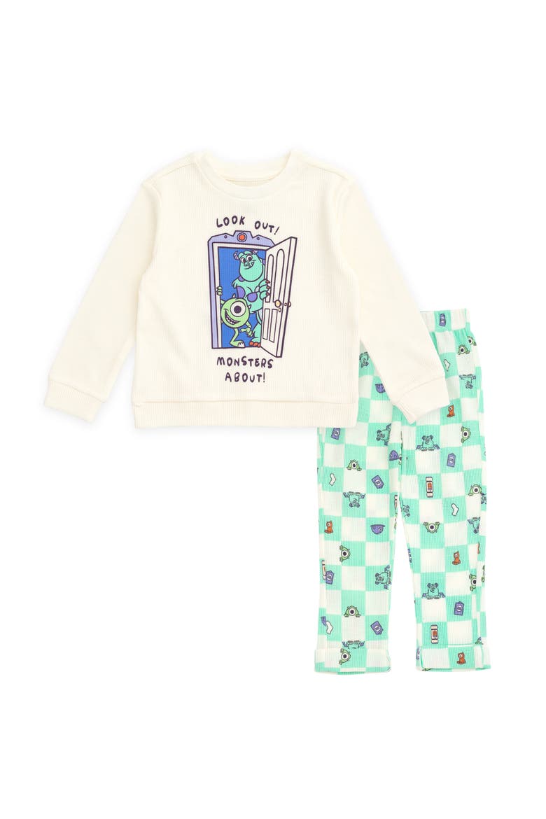 Pixar Loungewear 2-Piece Sweatshirt and Pants Set, Main, color, Mike Sulley Aqua