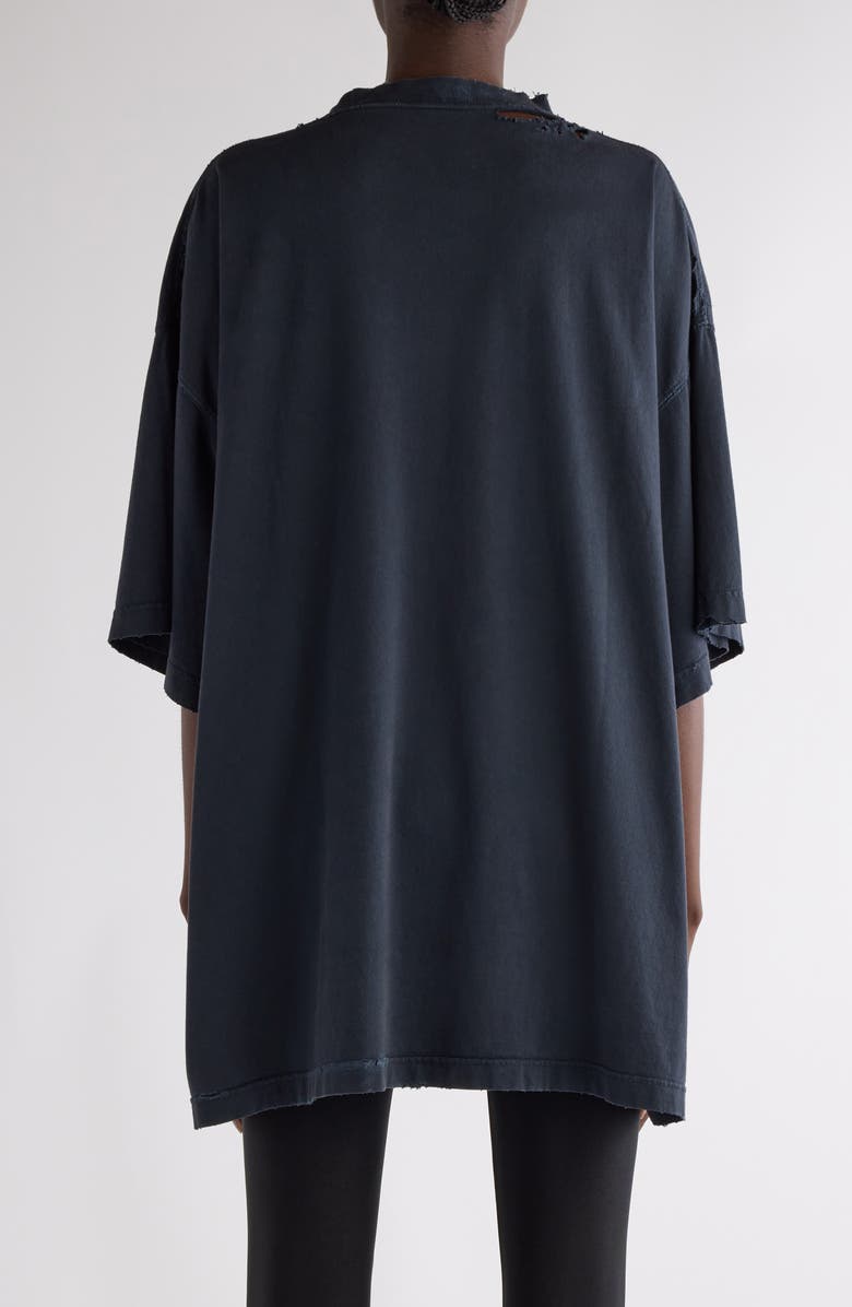Balenciaga Fashion Designer Distressed Oversize Graphic T-Shirt, Alternate, color, Faded Washed Black