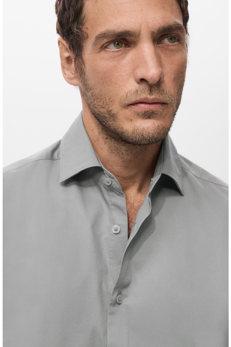 Slim Fit Cotton & Lyocell Button-Up Shirt, Alternate, color, GREY