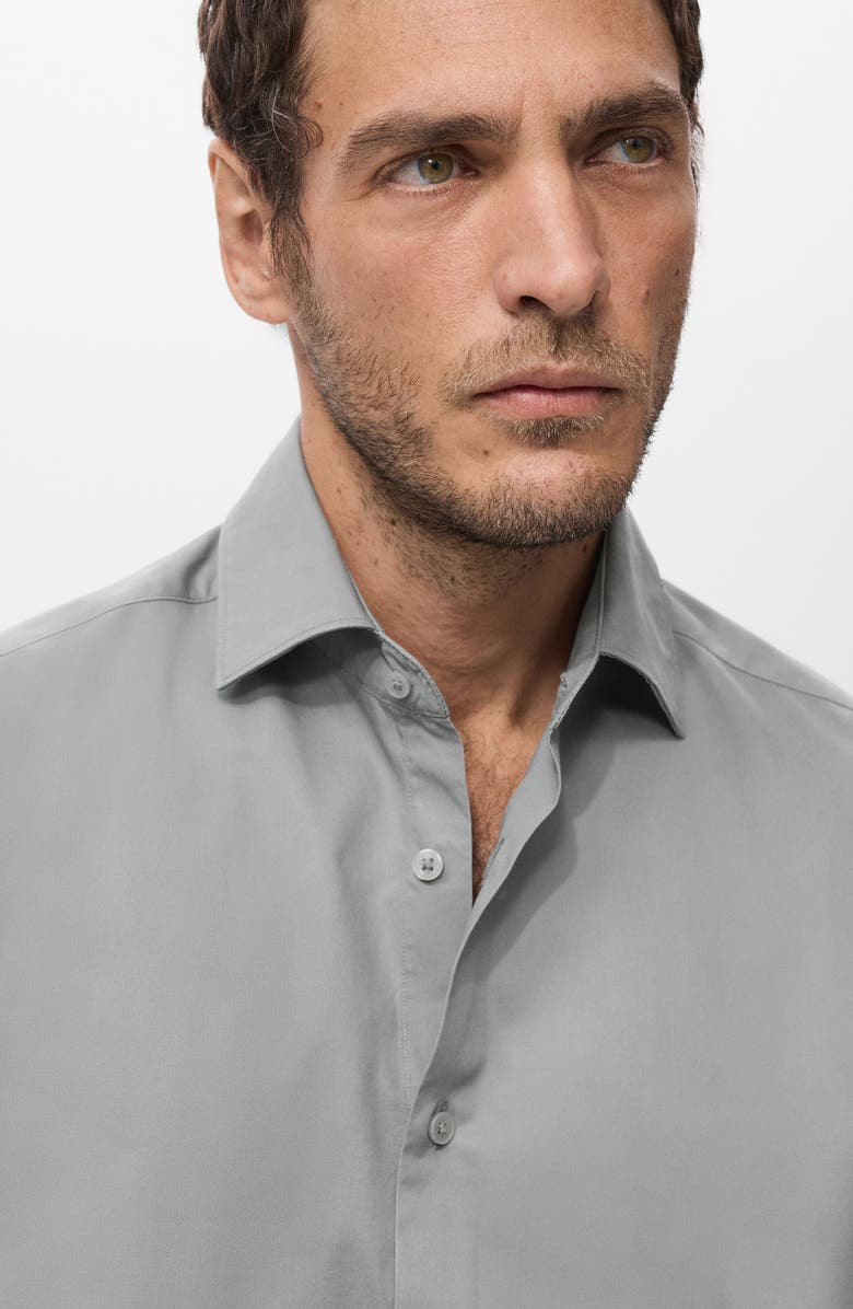 MANGO Slim Fit Cotton & Lyocell Button-Up Shirt, Alternate, color, Grey