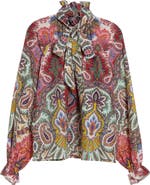 Etro Paisley Print Cotton & Silk Scarf Neck Top
