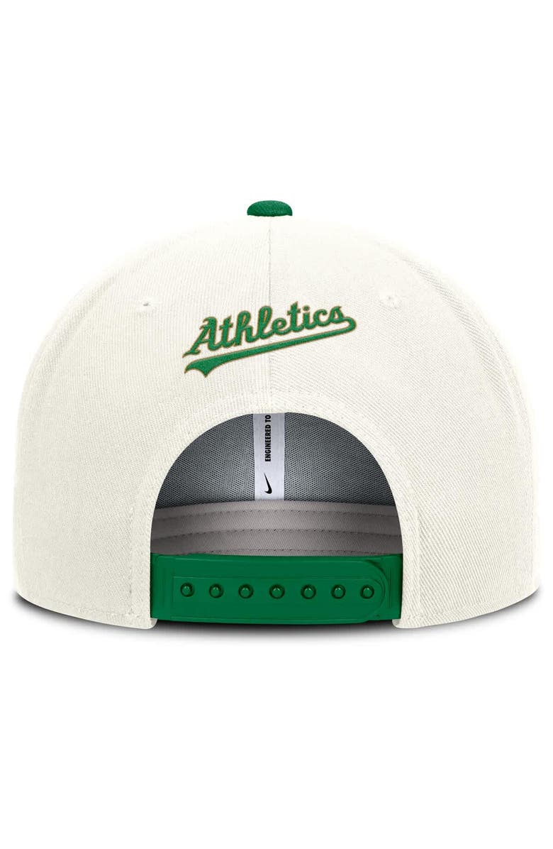 Nike Men's Nike Cream/Green Athletics Cooperstown Pro Dri-FIT Snapback Hat, Alternate, color, Cream
