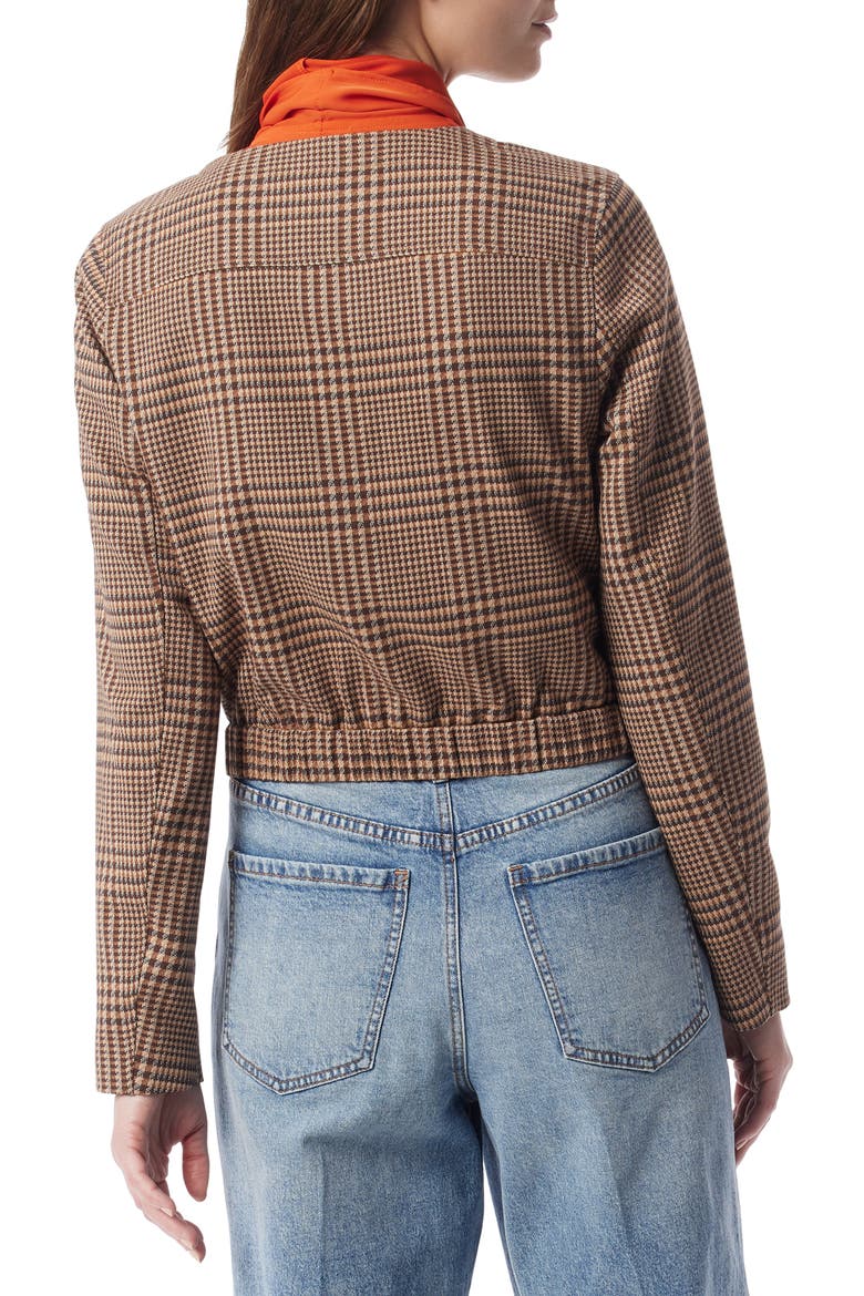 Lena Check Zip-Up Jacket, Alternate, color, DOWNTOWN BROWN