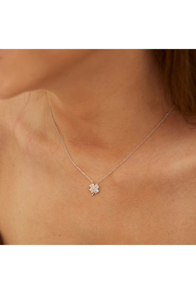 Four Leaf Clover Sterling Silver Necklace - White, Alternate, color, Silver