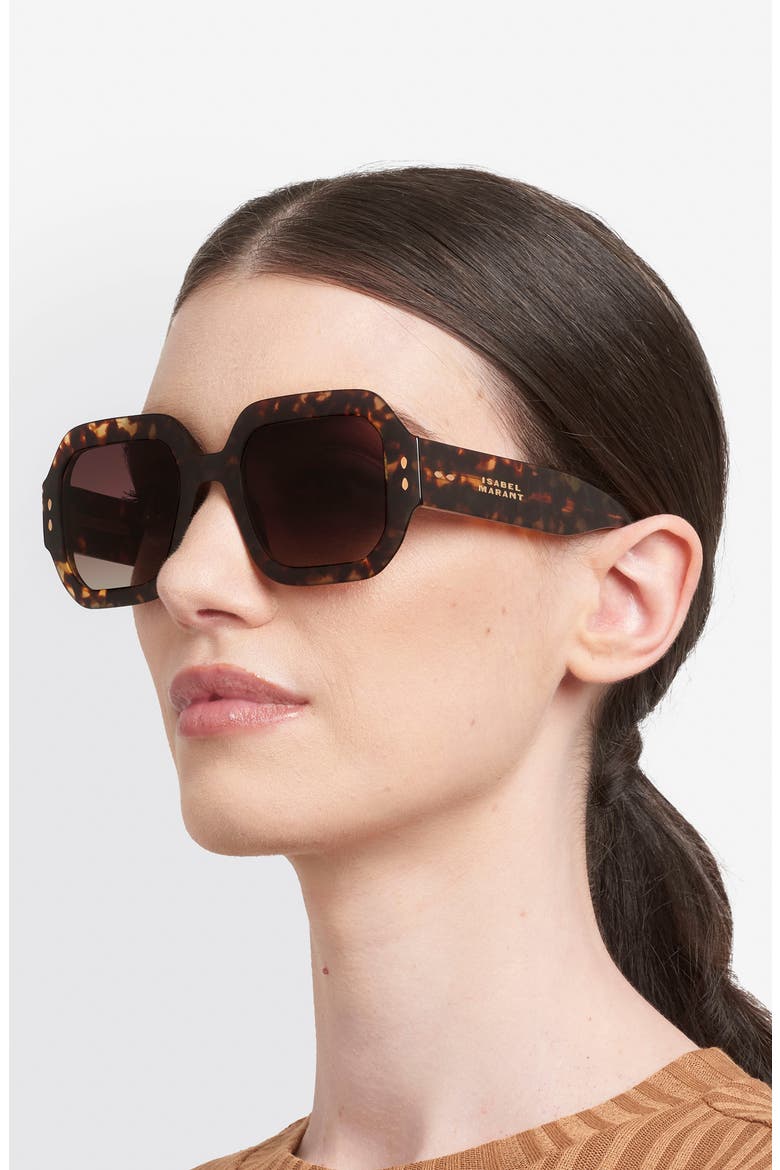 51mm Square Sunglasses, Alternate, color, HAVANA/ BROWN SF