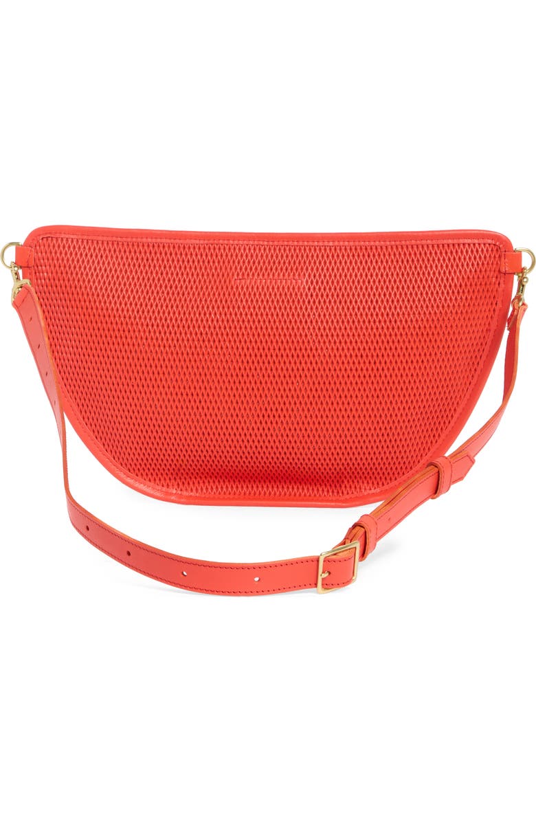 Clare V. Grande Diamond Perforated Leather Belt Bag, Alternate, color, Bright Poppy