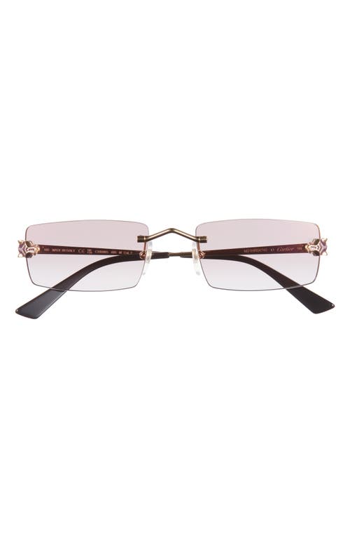 Cartier 55mm Rimless Rectangular Sunglasses In Gold