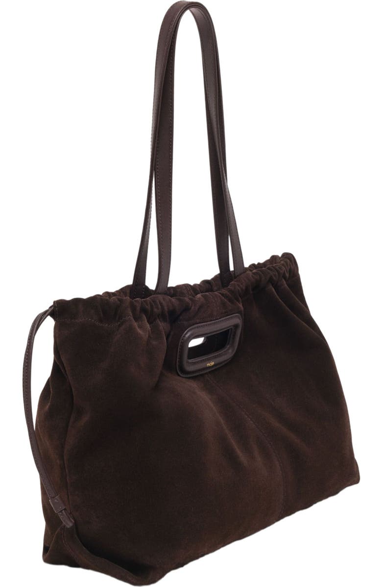 maje Suede Milpli tote bag, Alternate, color, Dark Brown
