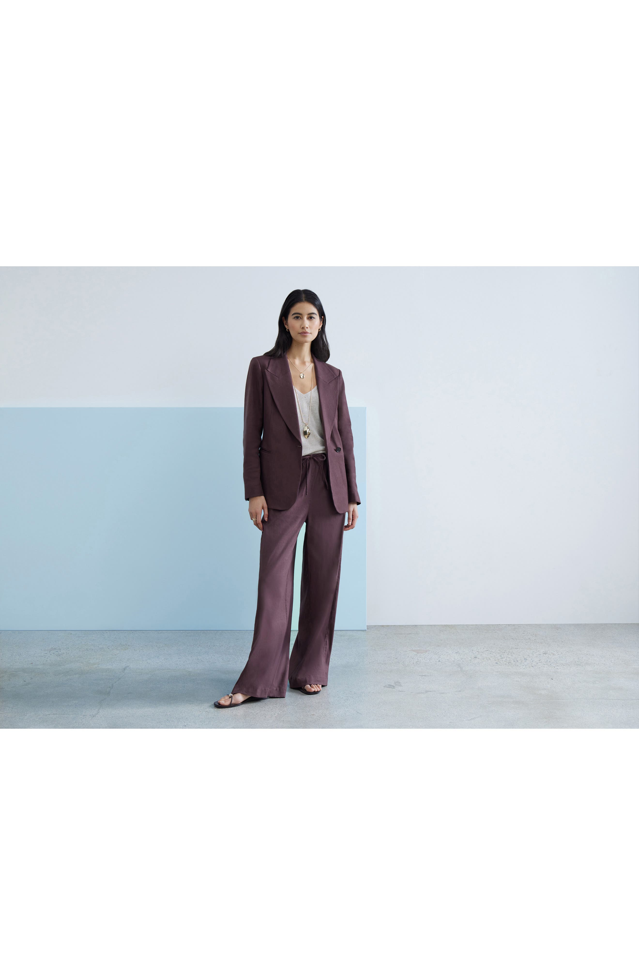 Double-Breasted Linen Blend Blazer - image 2
