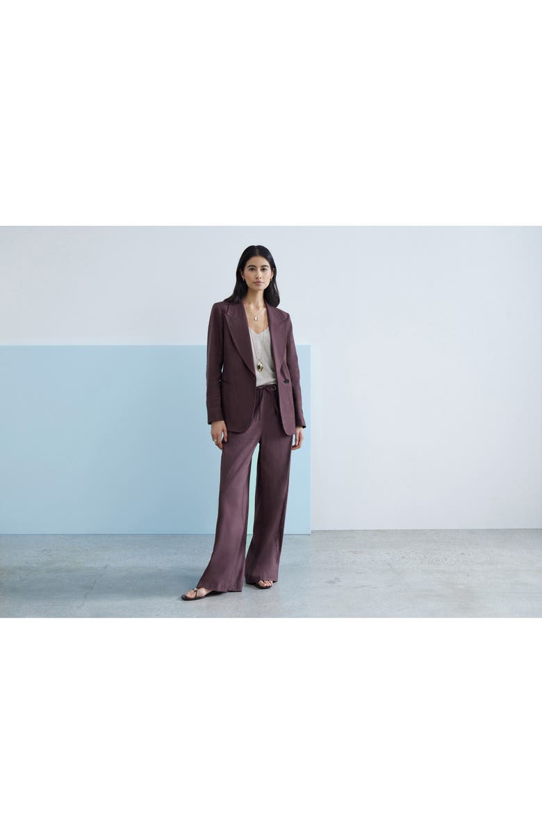 Nordstrom Double-Breasted Linen Blend Blazer, Alternate, color, Brown Roast